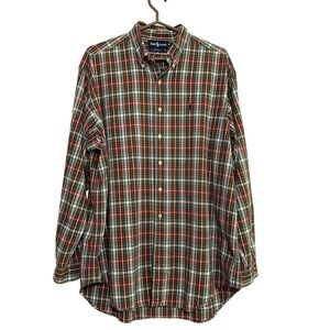 Ralph Lauren Men's Plaid Button Down Shirt Red Green Plaid Size XL